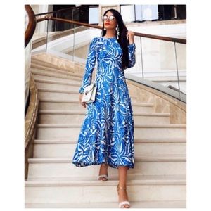 Zara Blue Long Printed DRESS M